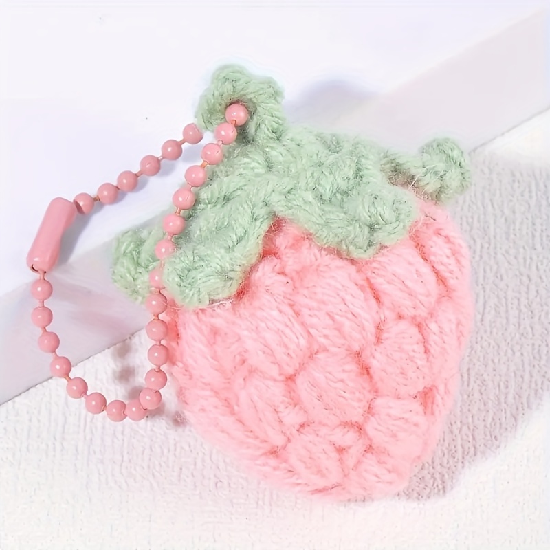 Fashionable And Cute Crocheted Strawberry Keychain Handmade Accessory For Bag Decoration And Gift Box Pairing