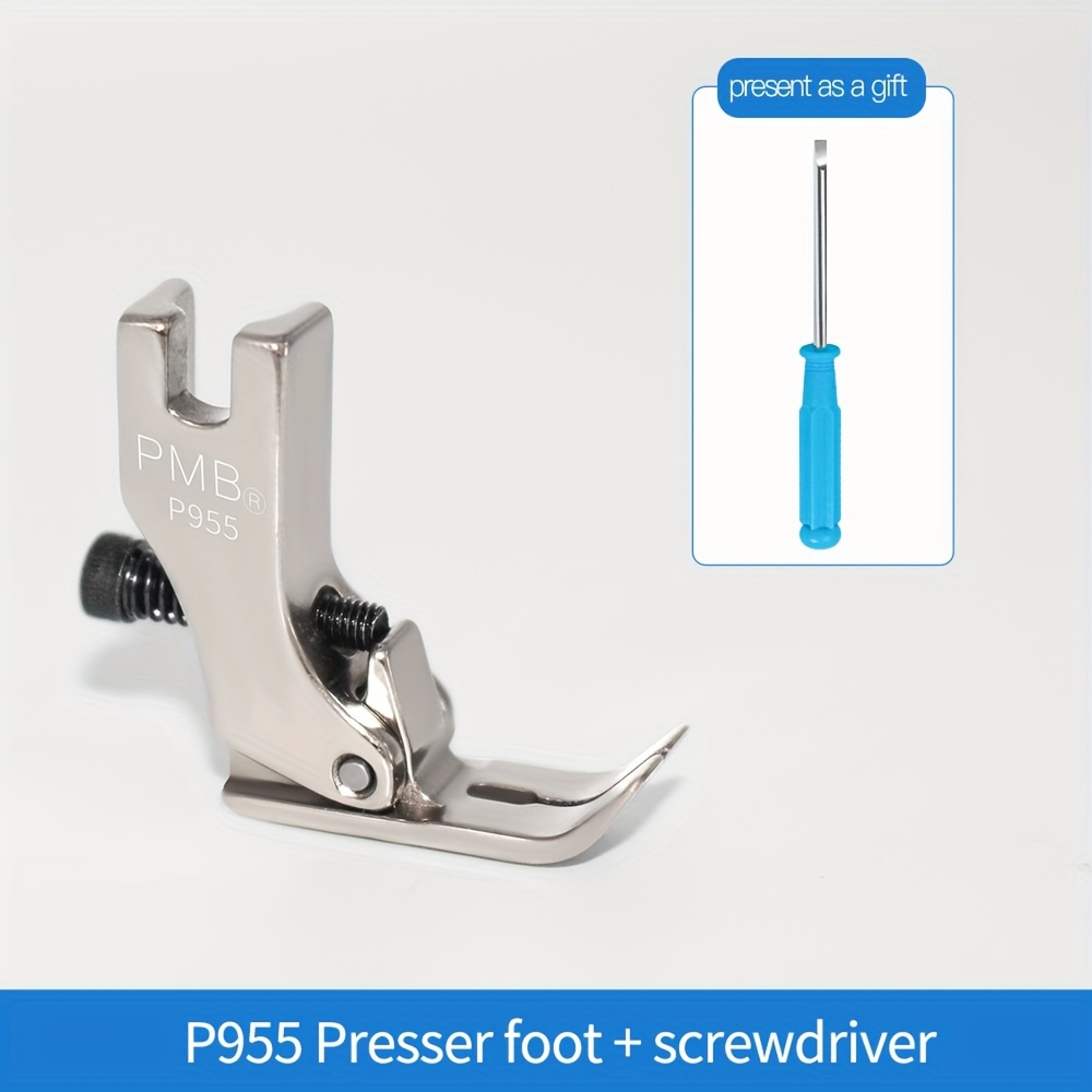 TEMU Piétement de Machine à Coudre P955 en Acier Inoxydable, Ensemble Piétement Plissant à Épaisseur Réglable, Piétement Plat Multifonction pour