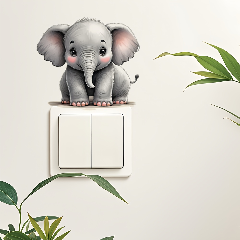 1pc Cute Elephant Wall Decal - Removable, Self-adhesive, Easy To Decor For Living Room & Bedroom - Plastic Art With Soft Gray & , Elephant Decor