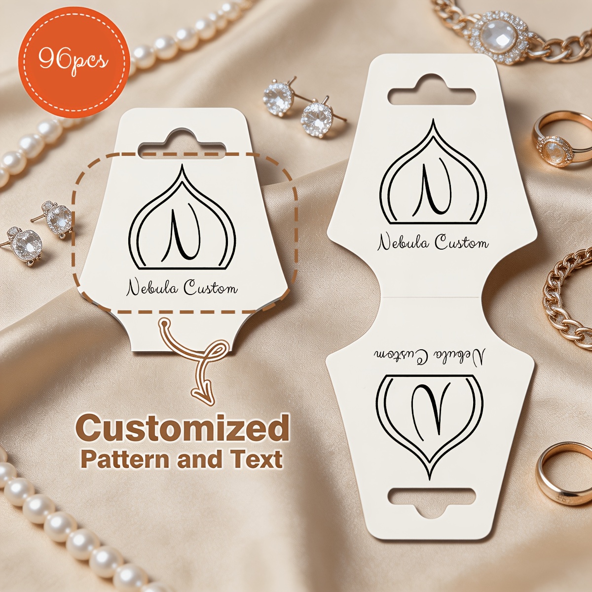 TEMU 48/96pcs Custom Jewelry Display Cards With Logo And Text, Personalized Paper Jewelry Display Tags. Premium Thick Paper Display Cards Support
