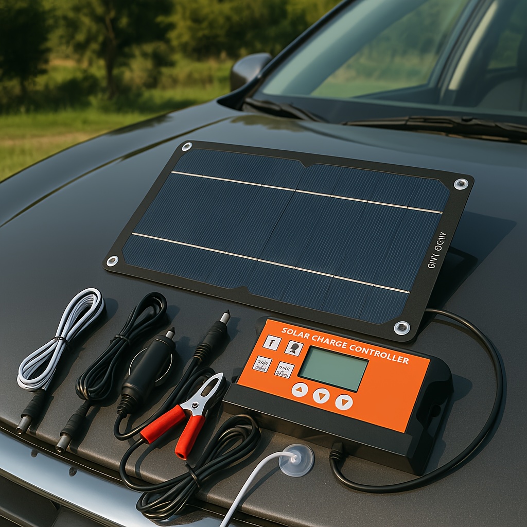 TEMU 100a Monocrystalline Solar Panel Kit With Extension Cable, Battery Clip & Solar Charger Perfect For Rv, , Off-grid Camping, 12v/24v Power Supply, Portable Solar Generator For Outdoor Use