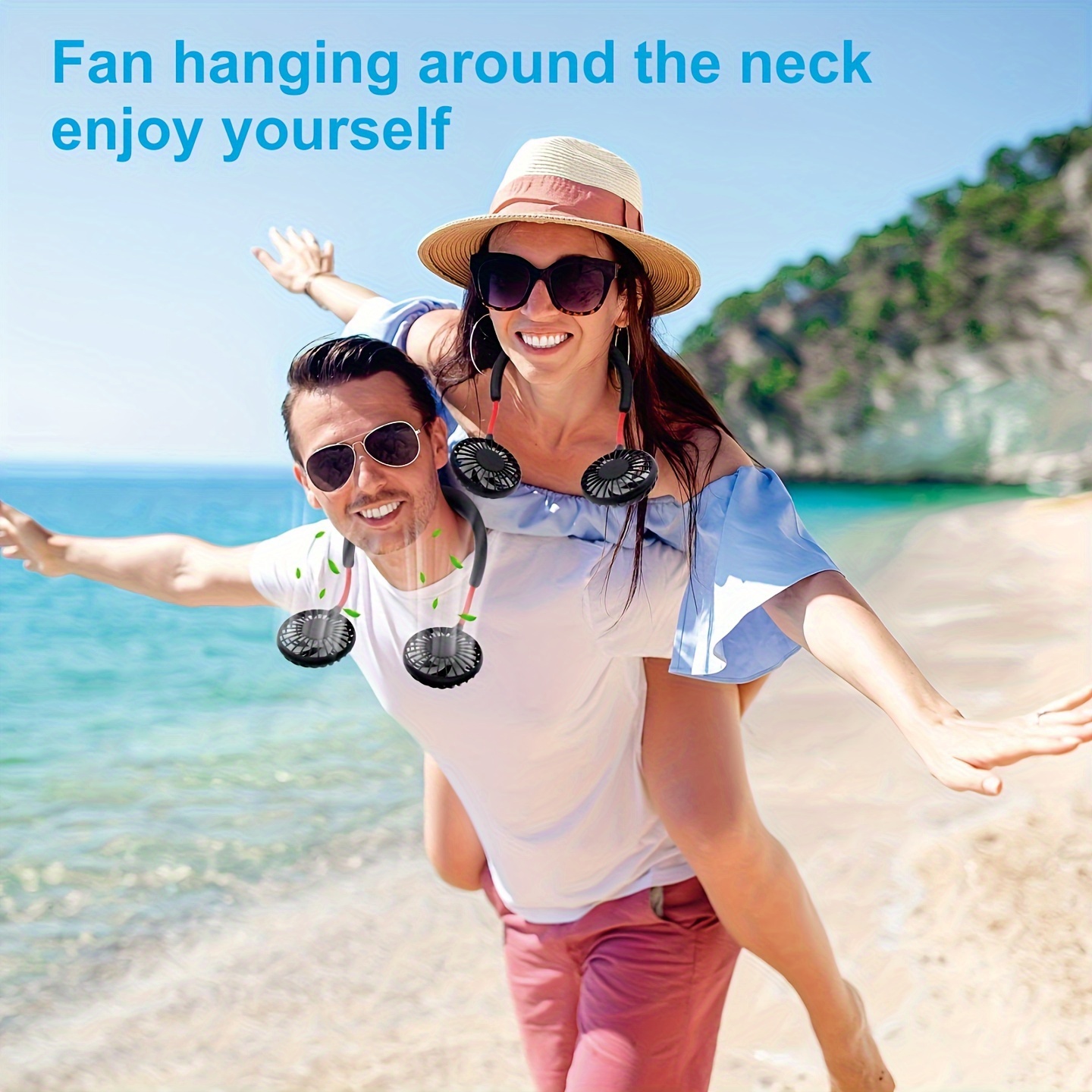 2025 silent lazy hanging neck fan with 3 360 wind adjustment 1200mah rechargeable battery indoor and outdoor use usb multi purpose cooling fan for summer school hiking running shopping factory etc holiday gifts details 2