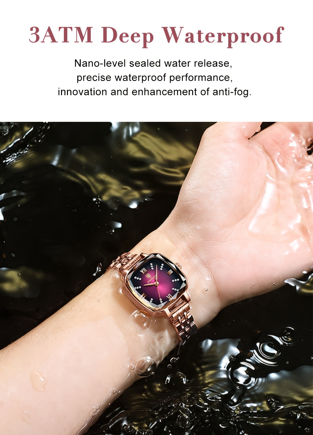 elegant square womens watch stainless   quartz movement fashionable   details 5