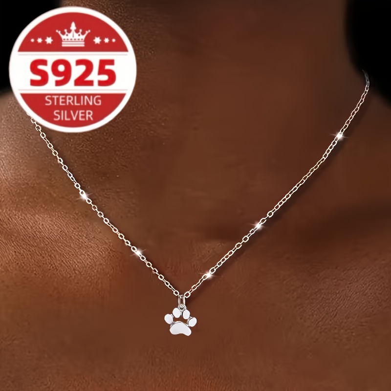 TEMU S925 Pure Silvery, Women's Pendant Necklace, Animal Paw Print Design, Cute And Fashionable, Niche And Versatile, Suitable For Daily And Holiday