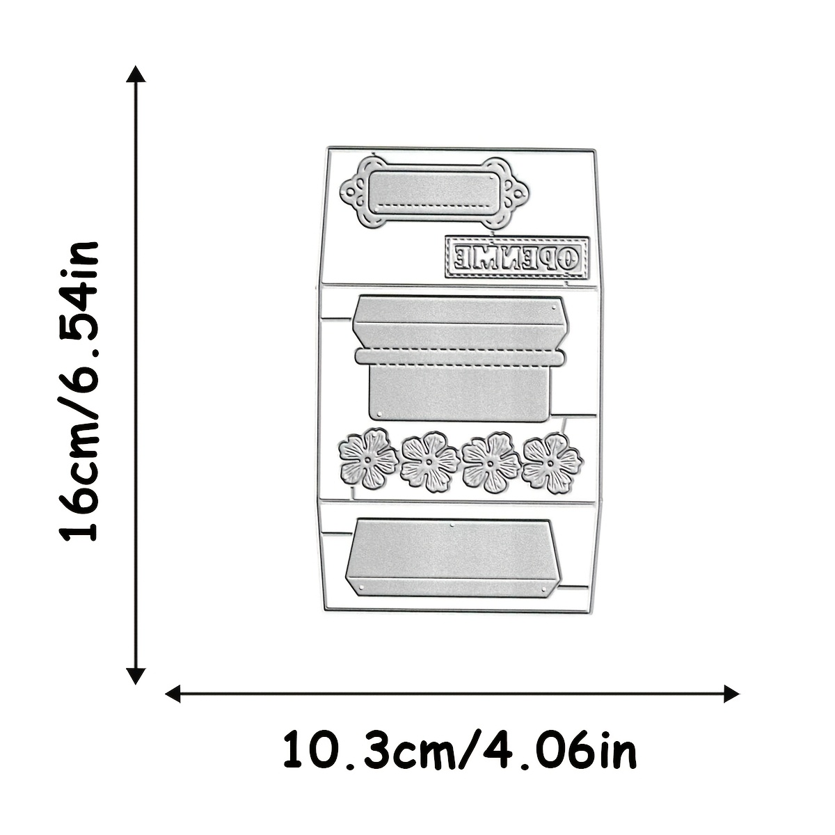 TEMU 2026 New "tear-off Envelope" Heavy-duty Metal Cutting Die, Featuring A Foldable And Tear-off Envelope, 4 Small Flowers, And A Label Closure.
