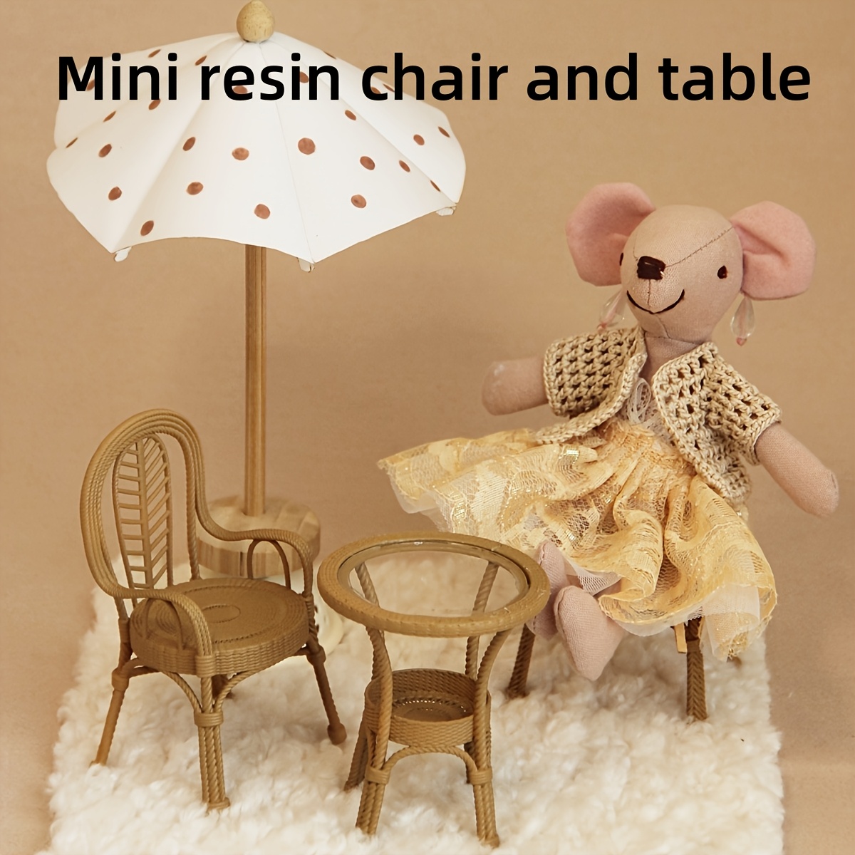 

1:12 Miniature Simulated Rattan Table And Chair For Bjd/ob11/ Furniture