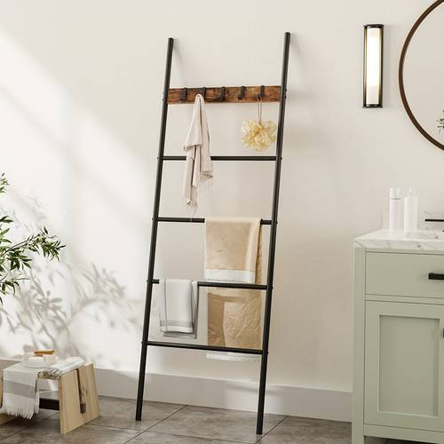 towel ladder blanket ladder free standing towel rails 5 detachable hooks 4 shelves 177cm high suitable for bedrooms living rooms etc