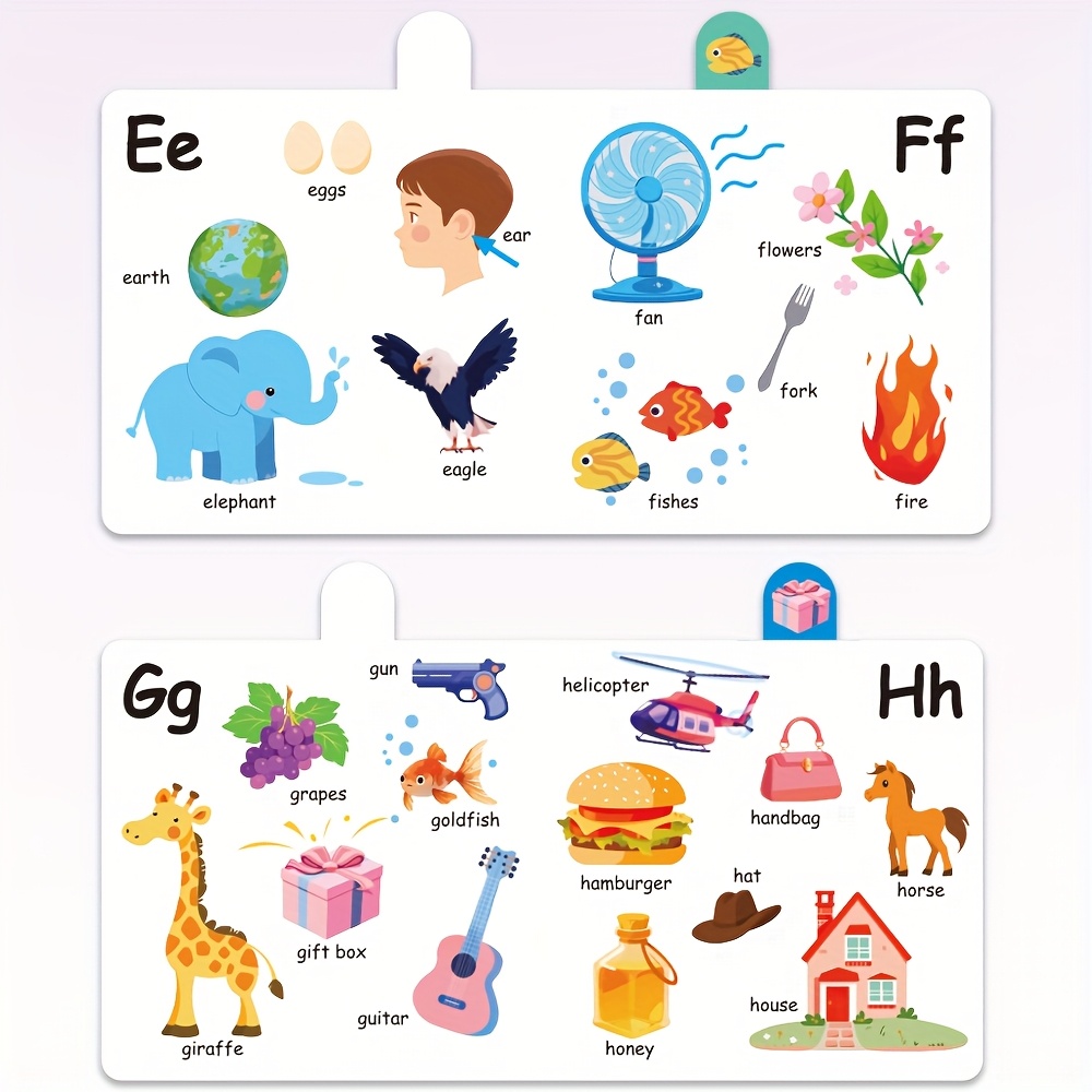 A-Z learning board books, Let's Learn ABC, Interactive Book for kids| 24 pages, Fun Taps, Board Book for Early Learning, basic knowledge, english words, MY first learning, safe and durable material, birthday, Christmas gift, school supplies, classroom use, homeschooling