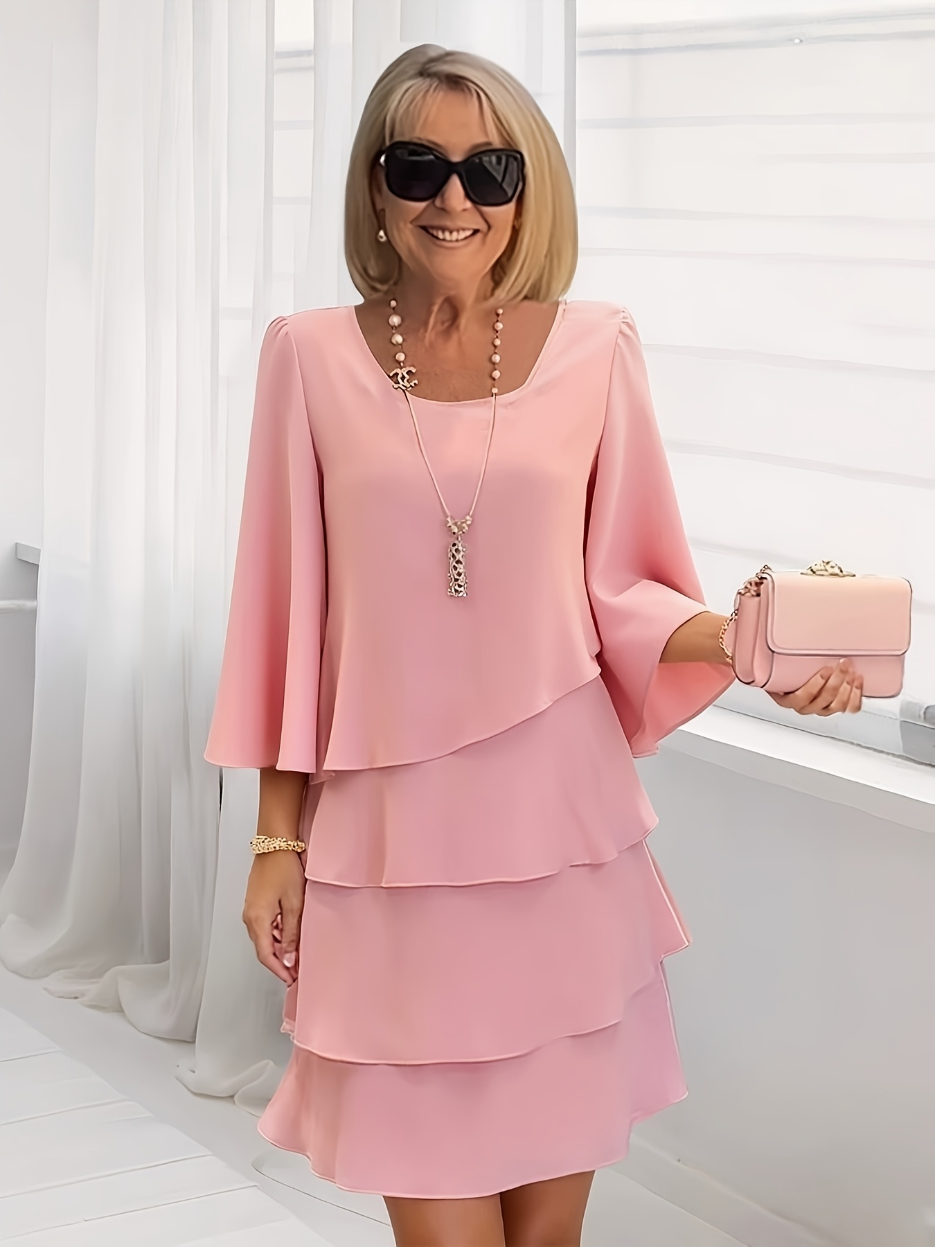 dusty pink dress casual Petal and Pup Women's Augustine Midi Dress