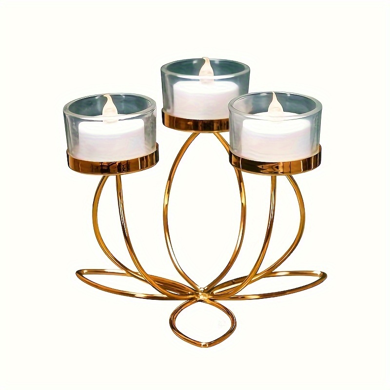 Image of Elegant Metal Candle Holder - Romantic Tabletop Decor For Dinner Parties, Weddings & , Wedding Table Decorations