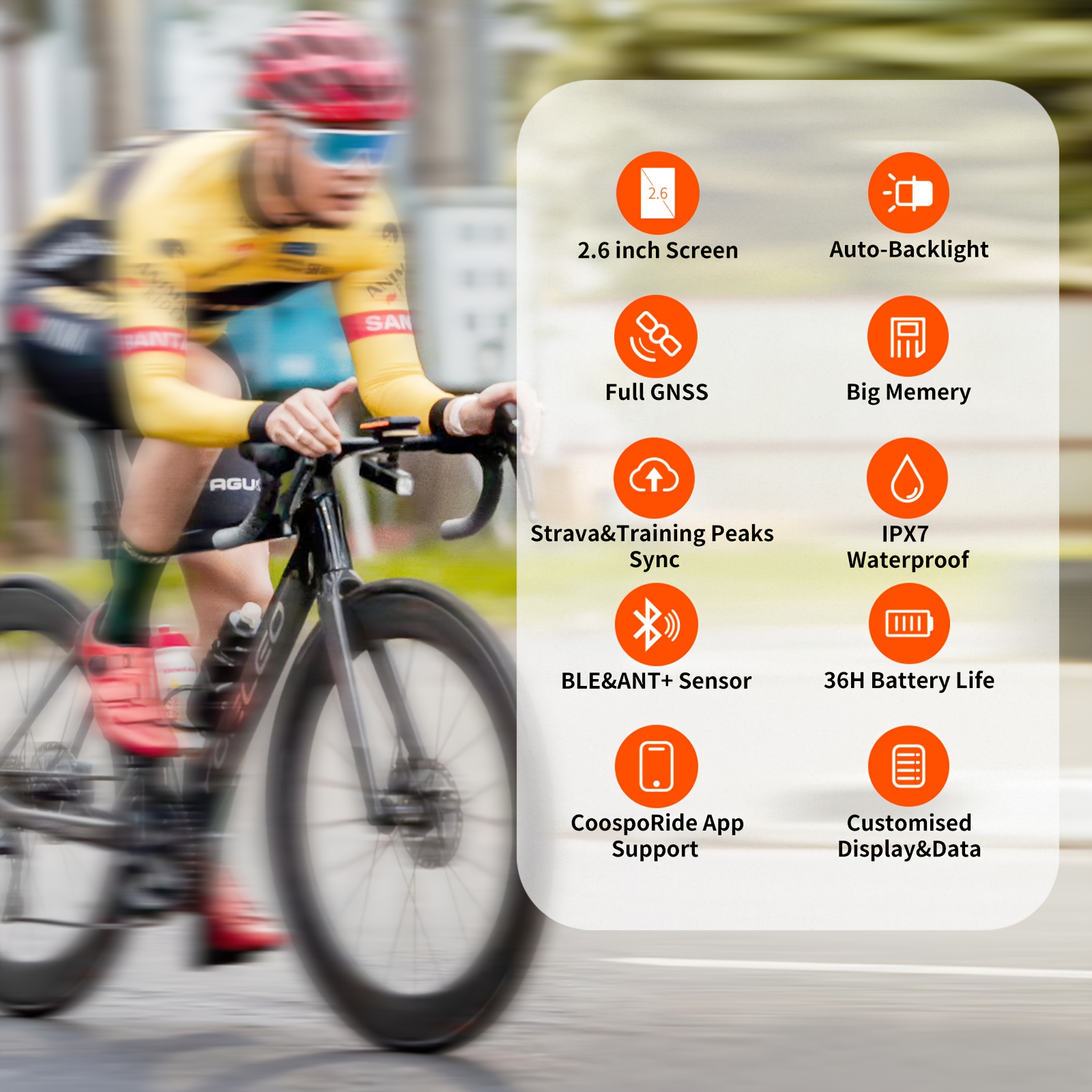 Smart Wireless Bicycle Computer GPS Bike Speedometer *g Odometer  *+ Slope *g Outdoor