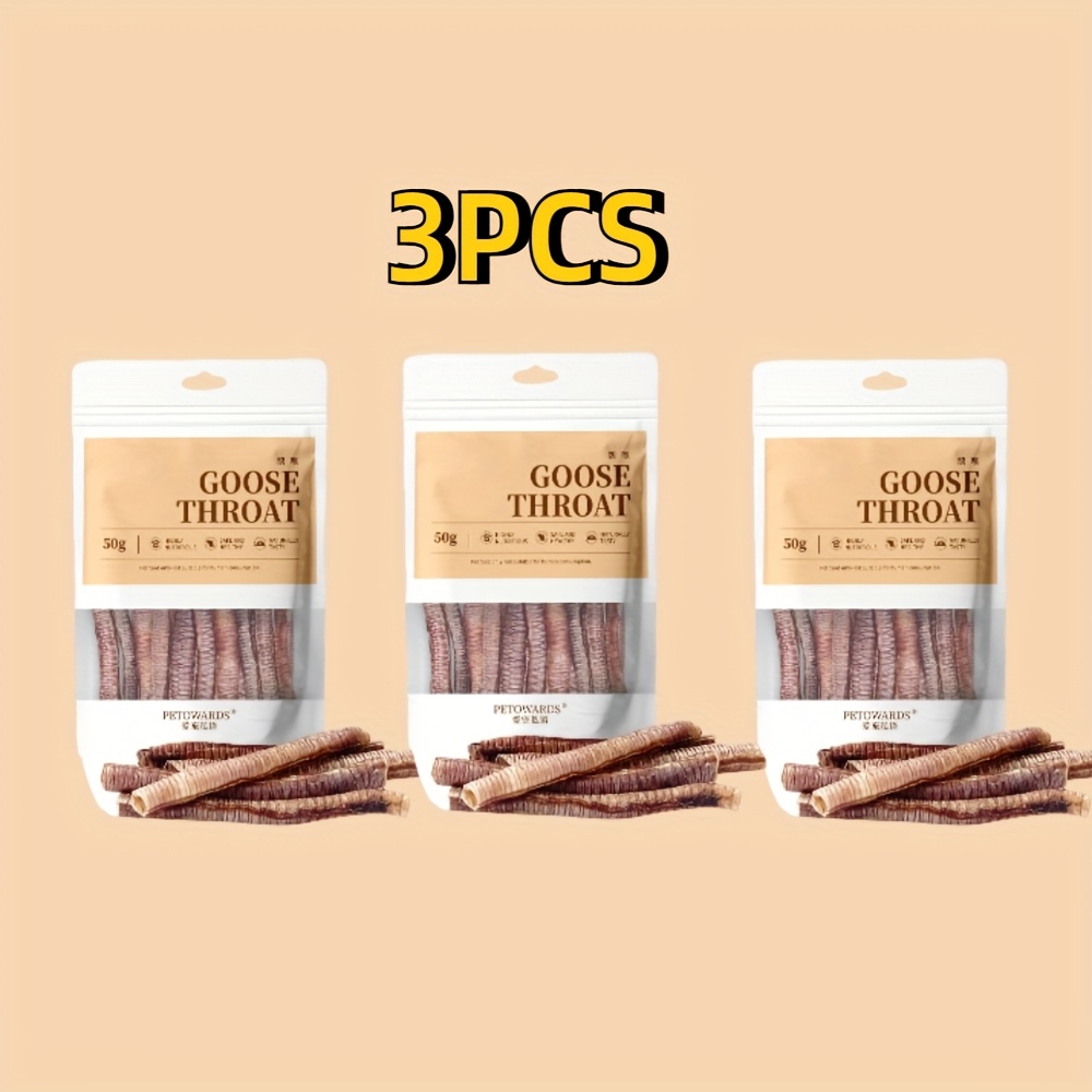 TEMU 3-pack Goose Throat Treats, Low-temperature Dried Dog Snacks, Chewing Sticks For Puppies And Adult Dogs, Durable Teething Bones, Pet Supplies,