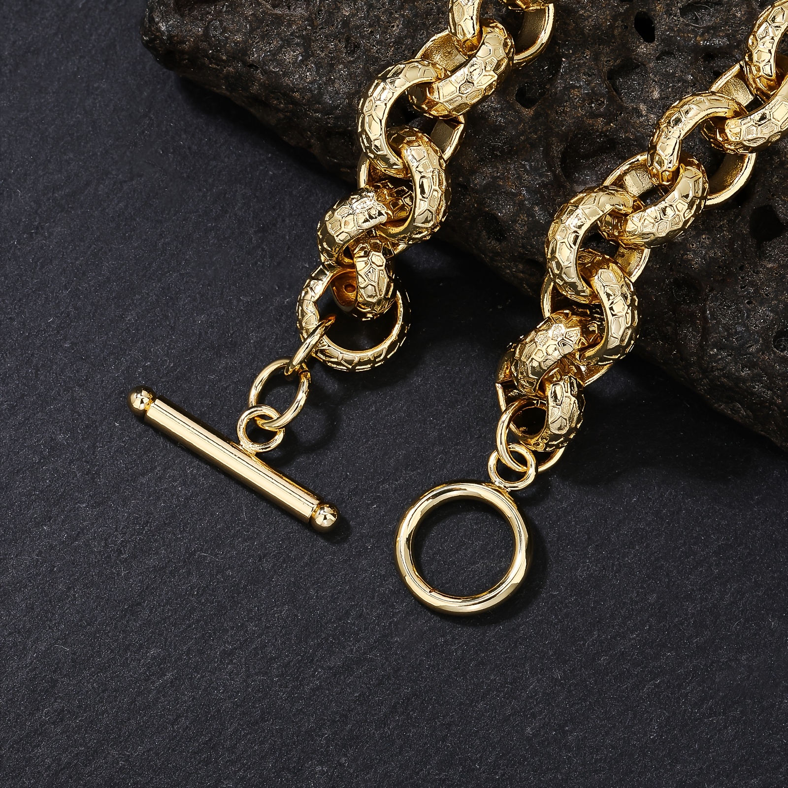 18K Plated Copper Turtle Pattern Chain Men's Bracelet