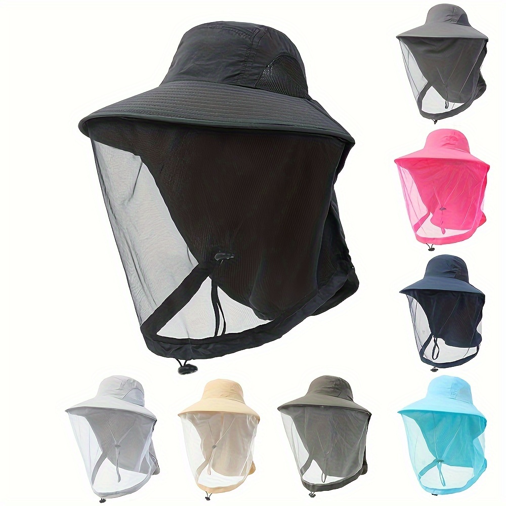 

Unisex Outdoor Mosquito-proof Hat, Breathable Mesh Face Shield, Wide Brim Sun Hat For Fishing, Hiking, Camping, Beekeeping, Available In Multiple Colors