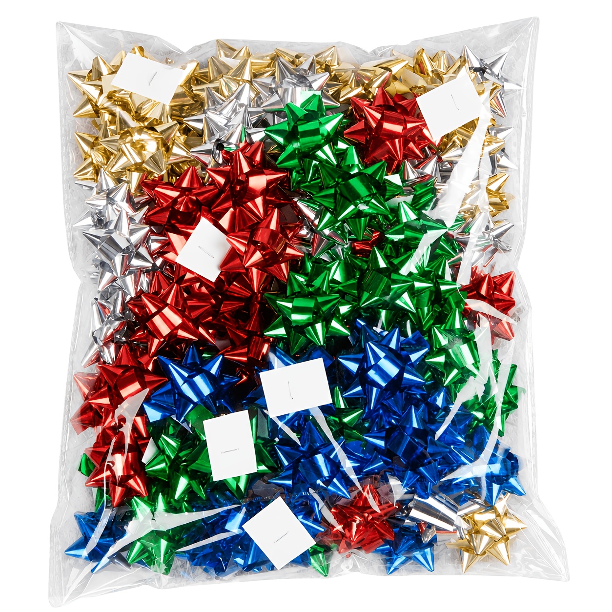 TEMU 96pcs Mixed Set - 1.5-inch Mini Self-adhesive Star-shaped Plastic Gift Bows. Perfect For Christmas, Halloween, Birthdays, Holidays, Parties, And