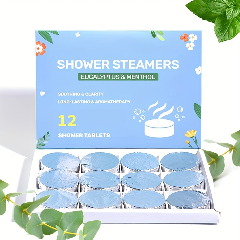 12pcs Eucalyptus Shower Steamers - Essential Oil Infused Bath Salt Balls, Ideal for Self-Care, Fresh Eucalyptus Scent - Birthday Gifts for Mom, Dad, Best Friend, Travel Essentials, Bath Accessories
