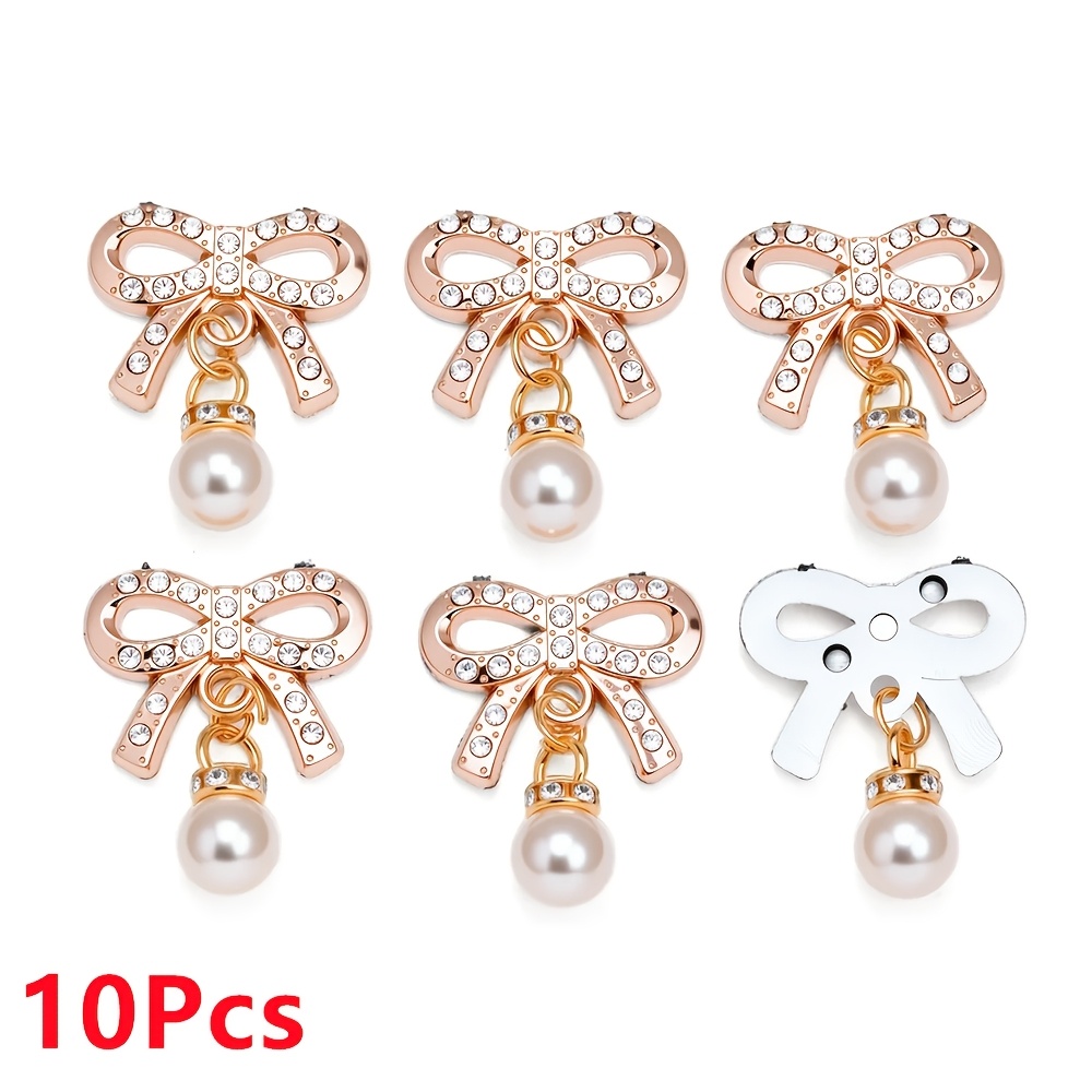 TEMU 10pcs Of 27×20mm Exquisite Bow-shaped Patches For Hair Accessories, Phone Case Decoration, Nail Art Charms, Clothing Embellishments, And Bead