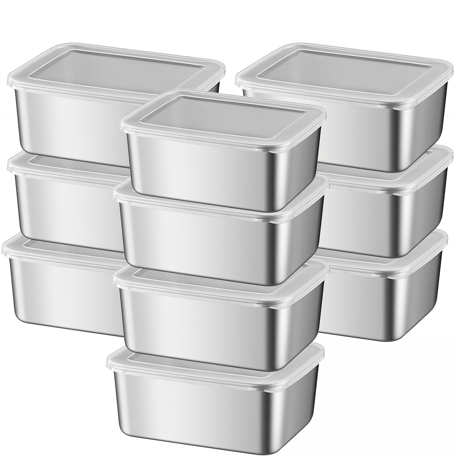 TEMU 10 Stainless Steel Food Containers With Lids, Stainless Steel Snack Containers, Food Storage Containers | Spice Storage Boxes | Kitchen