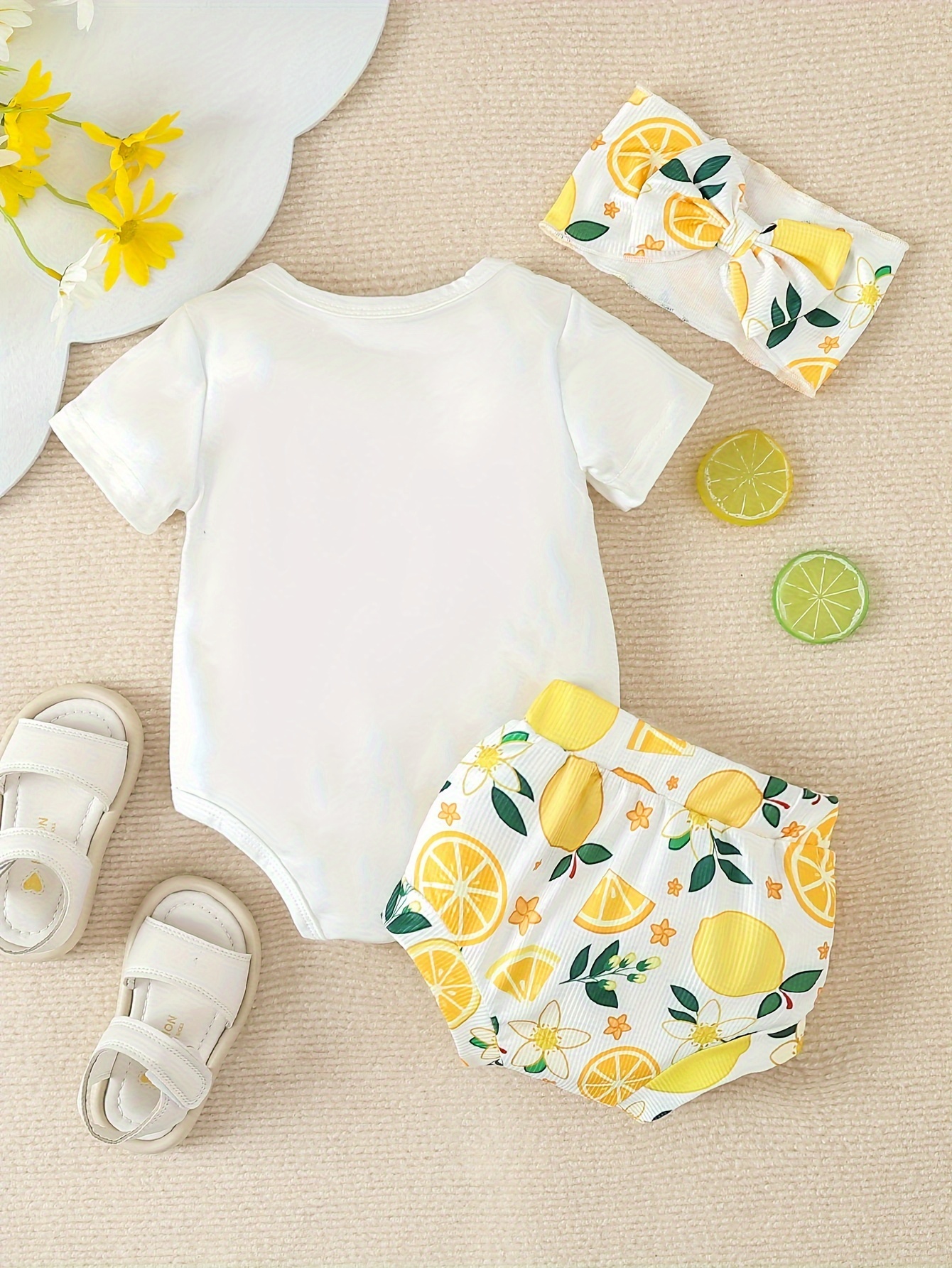 2pcs infants lemon squeezy print summer set short Temu Georgia