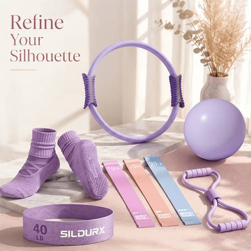 pilates kit workout kit for women pilates equipment with 14 5 pilates bands grip socks accessories for starter home workouts