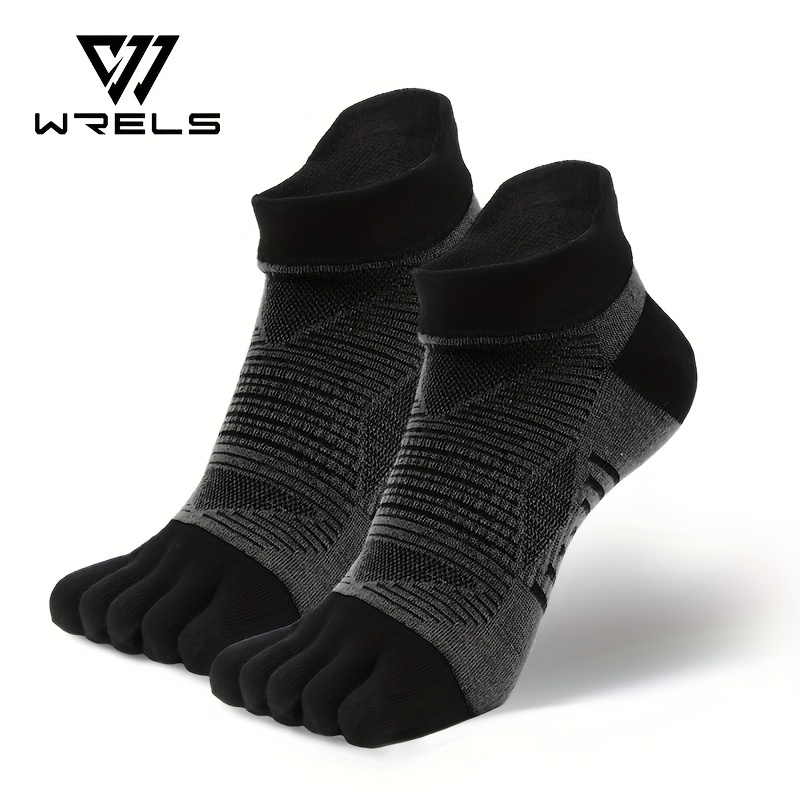 TEMU 1 Paire de Chaussettes Sportives Unisexes Respirantes à Orteils - Antidérapant, Absorption des Chocs, Tissu Épais 200-Aiguilles, Design Rayures