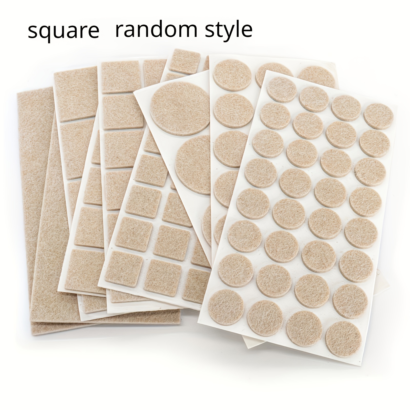 E-shop 64-teiliges Möbel Filzschuhe Set - Rutschfeste Stuhlbeinschoner, Beige - Ideal für Hartholzböden und Metallendenschutz, Zufällige Quadratische