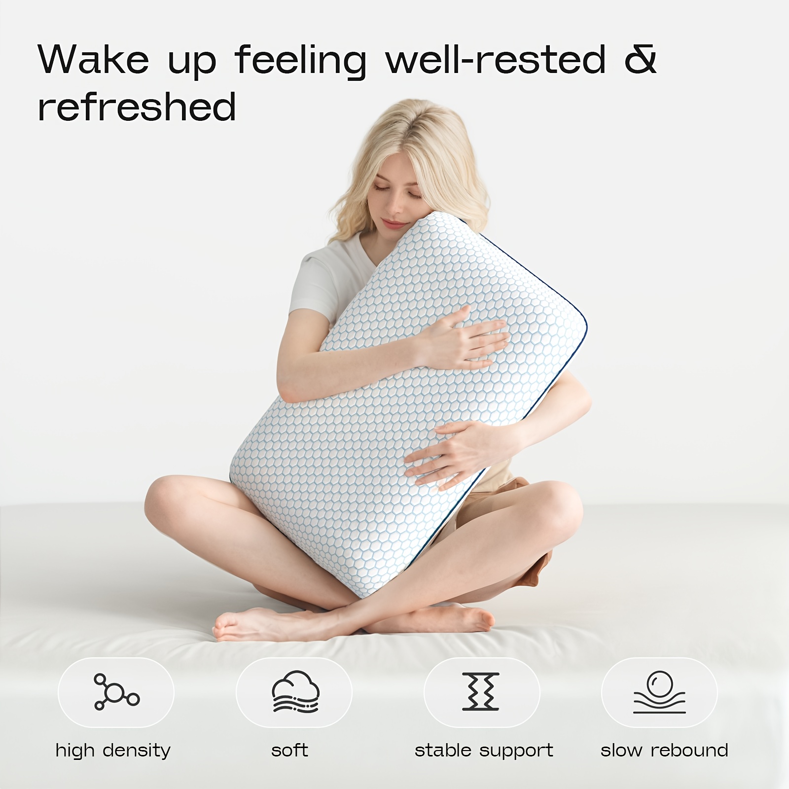 1pc Slow Rebound Pillow, Deep Sleep Pillow to Protect the Cervical Spine and Assist Sleep for Adults, Modern Leisure Bread Double-sided Pillow, Zero Foam Sponge Pillow.