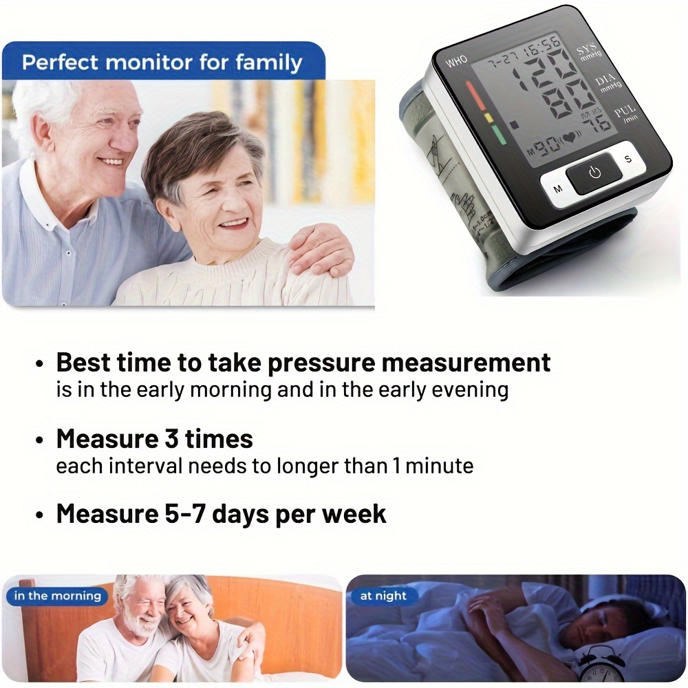 1pc   kun automatic wrist bp monitor for adults   pressure cuff with heart rate measurement memory storage adjustable cuff portable   use easy to read lcd display ideal for   management cardiovascular health blood pressure monitor for   health tools sleek device design durable   device Product details 2