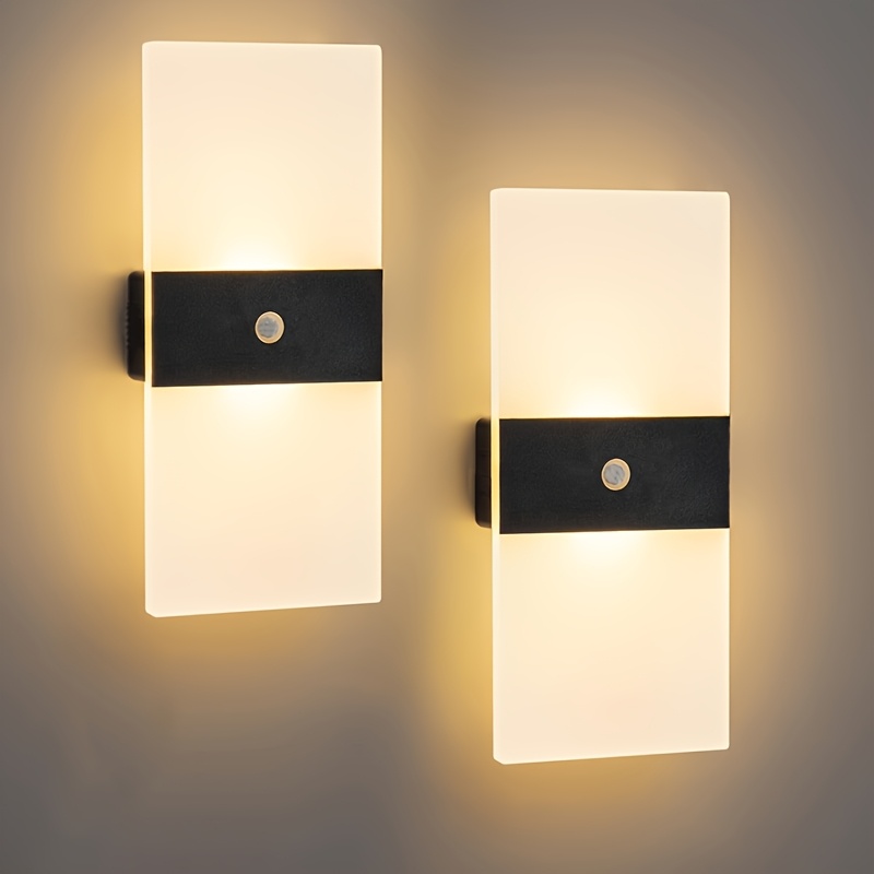 E-shop 2er-Pack Wiederaufladbare Magnetische Kabellose Nachtlicht, LED-Wandlampe mit Bewegungssensor für Innenräume, USB-Aufladung, Kabellose Wandlampe
