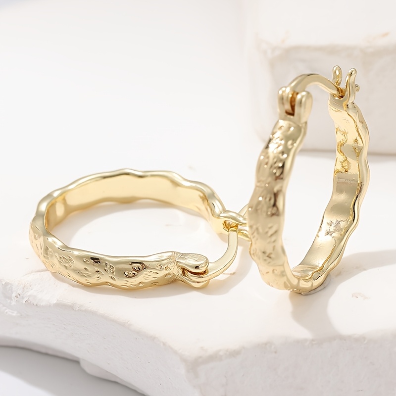 Women's Small Hammered Golden Hoop Earrings
