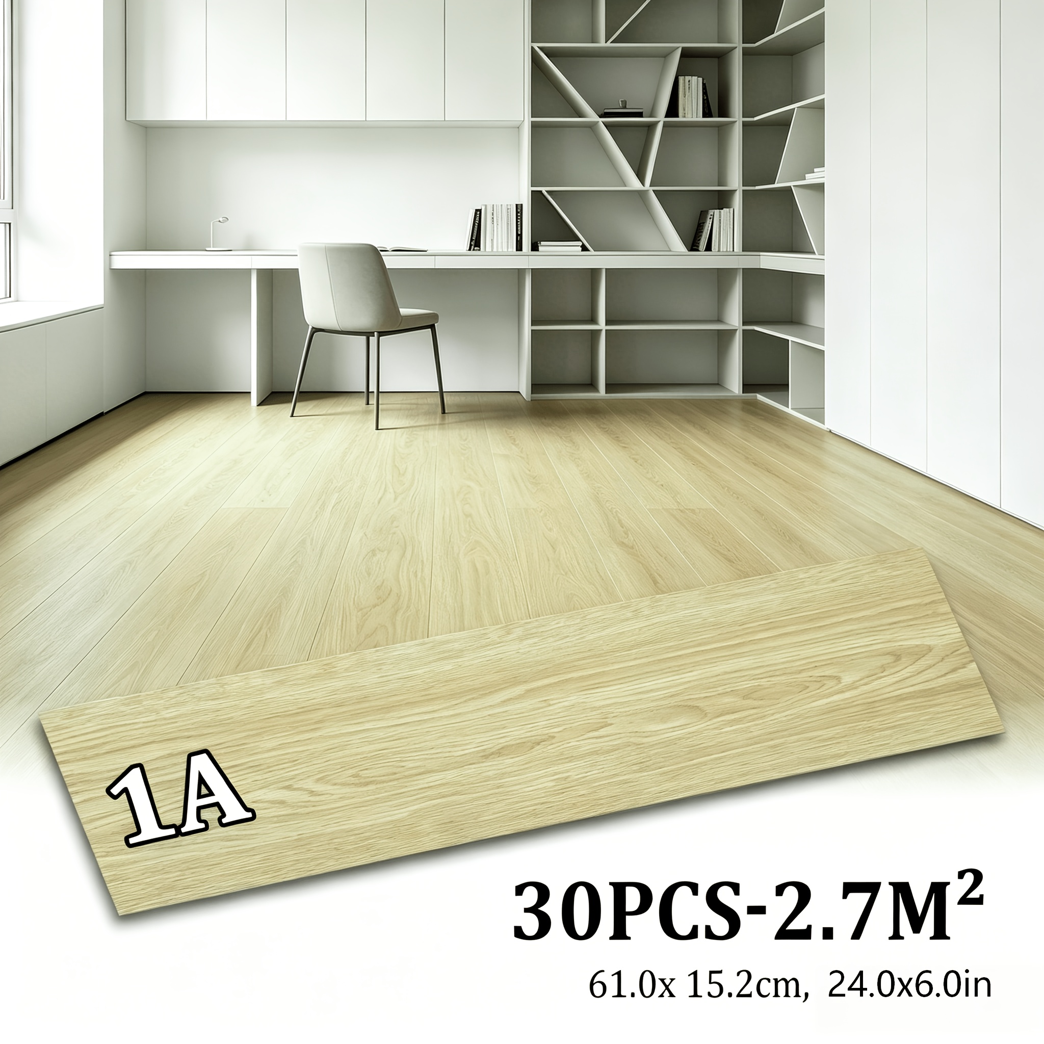 TEMU 30pcs Self-adhesive Pvc Floor Tiles, Grain Self-adhesive Vinyl Flooring Strips, Non-slip, Durable, Decorative Floor Covering, , Suitable For