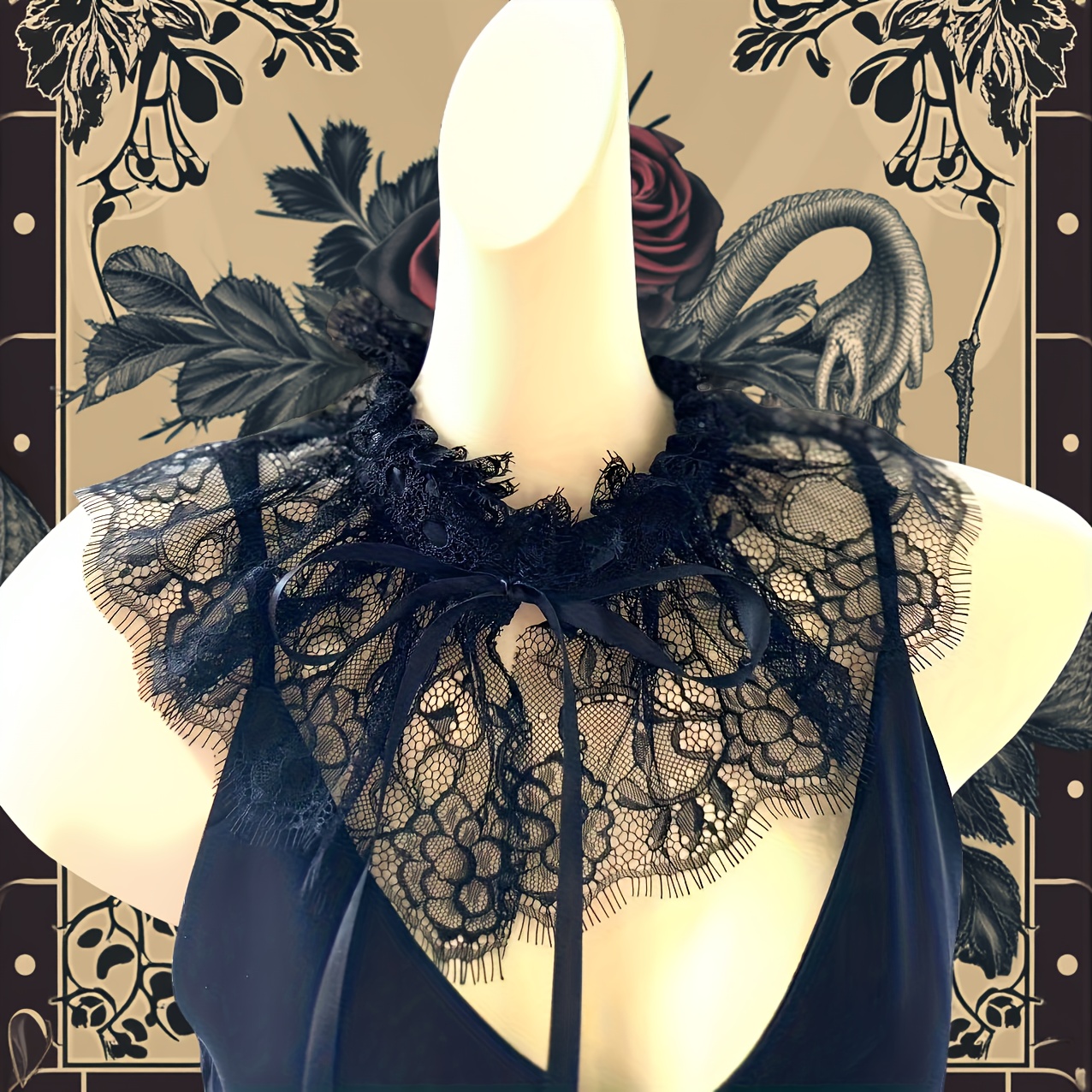 black dress white lace collar - Qatar