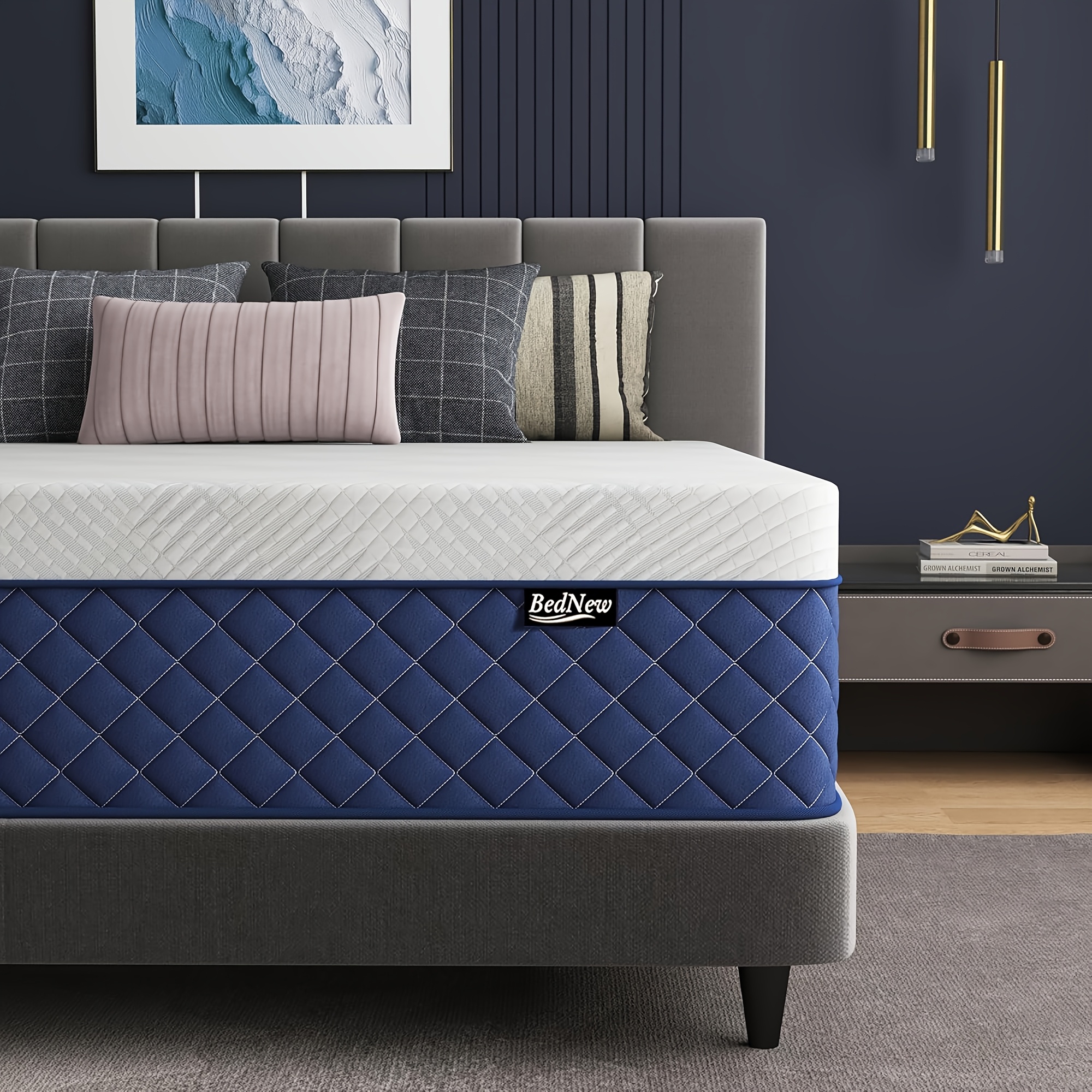 matelas   à ressorts ensachés de 29/31 cm dépaisseur avec mousse à  , support de bord, matelas en boîte, 9 zones pour un confort et un soutien équilibrés