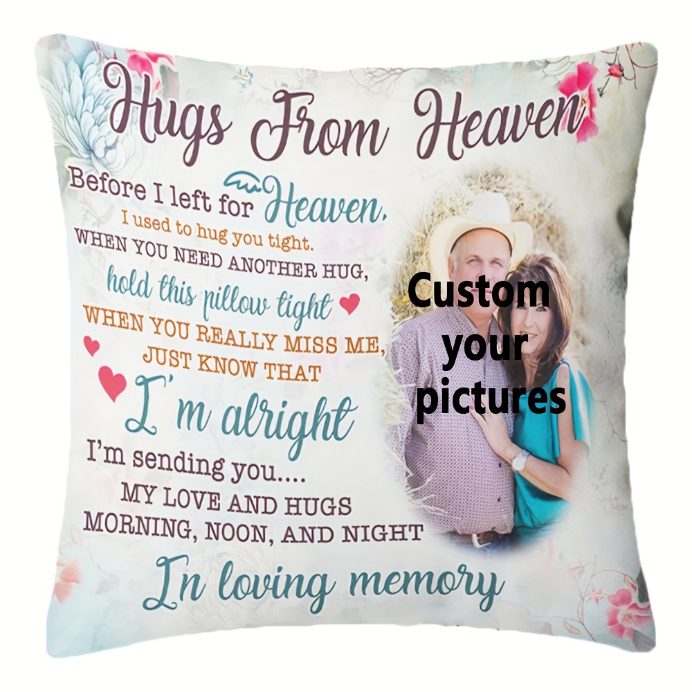

1pc 18x18 Inch Soft Single-sided Short Plush Personalized Photo Pillowcase, In Loving Memory Customized Photo Picture Pillow Cover For Home Sofa Decor (cushion Is Not Included)