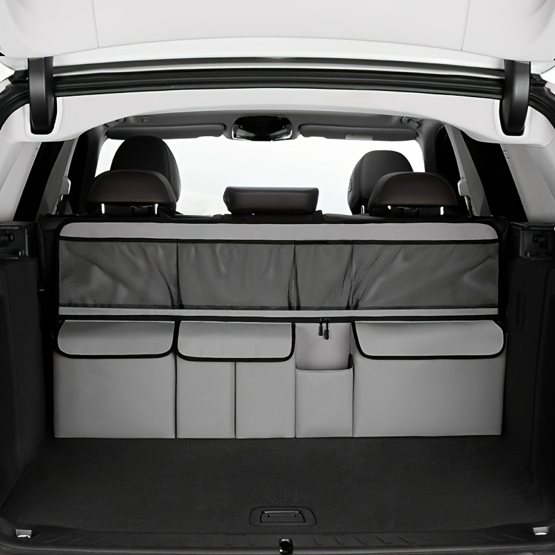 TEMU Sac de rangement pour coffre de voiture, organisateur de siège arrière de voiture, sac suspendu multifonctionnel, rangement intérieur de coffre