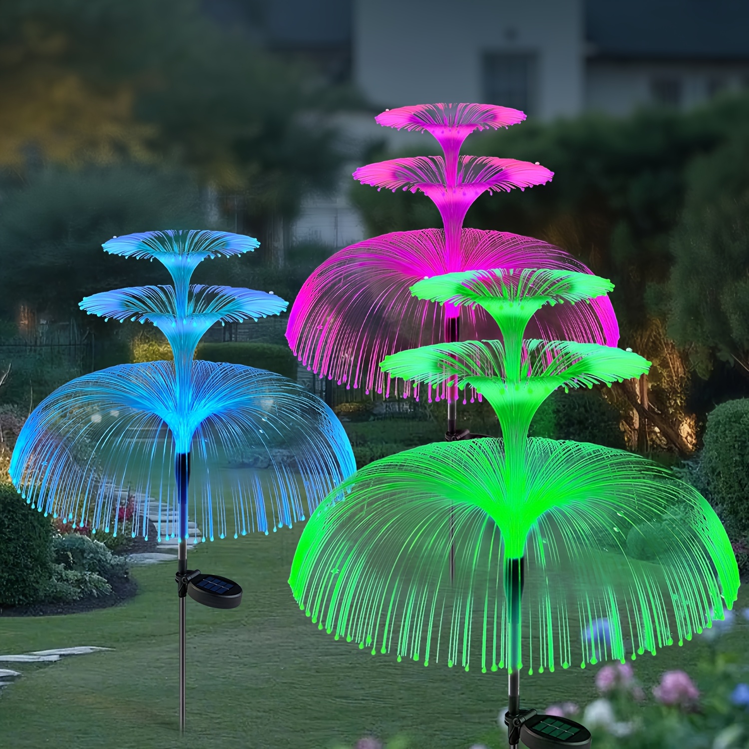  jellyfish garden light featuring a multi layer   with   light   that change   ideal for outdoor use in gardens patios   and for party decorations or holiday gifts