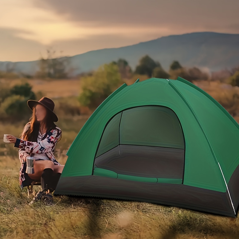 

Automatic Pop-up Tent For 2 People, Portable, Easy Setup, Zippered Round Shelter With Polyester Fabric, Fiberglass Support, With Carry Bag, For