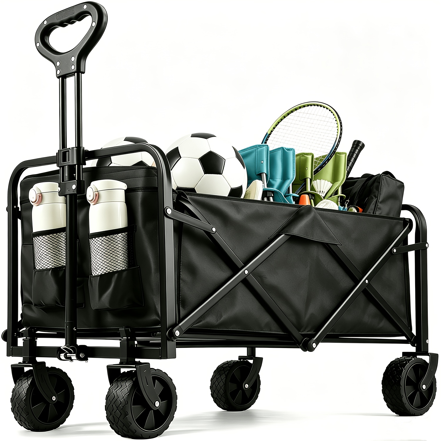 TEMU High-load Capacity Foldable Track And Field Equipment Transport Cart, Foldable Hand Truck/carrier With Adjustable Height Handle/camping Cart,