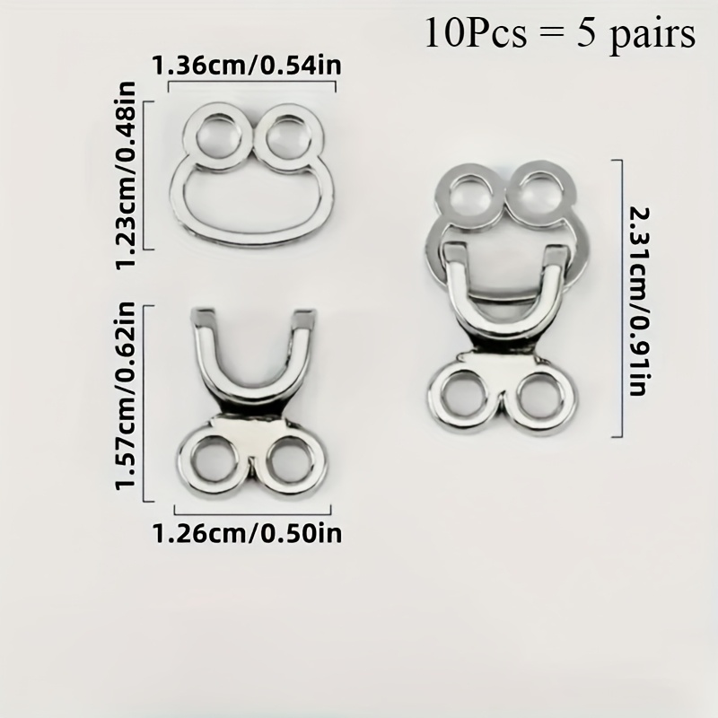 TEMU 20pcs=10 Pairs, 10pcs=5 Pairs Metal Alloy Invisible , Closure, For Sewing, Invisible Closure For Handbags, Pants, Skirts, Collars, Coats, Sewing