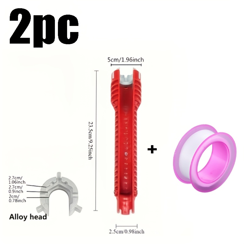 TEMU 2pcs Set Of Multifunctional Effortless Wrenches, ( Wrench And 1 Roll Self-tapping Tape), Tool Kit Suitable For Faucet Installation, Bathroom