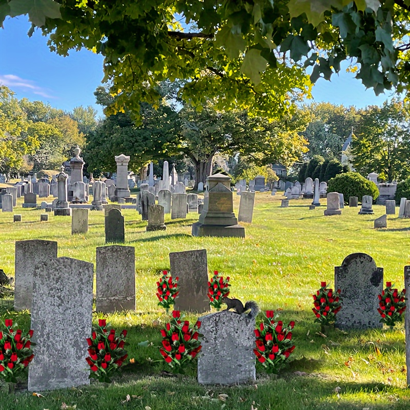 1/2 Pezzi Fiori Artificiali Per Cimitero, Decorazioni Per Tombe All'aperto,  Bellissimi Bouquet Di Rose Con Vaso Per Cimitero Con Colori Durevoli E Non  Che Non Sbiadiscono