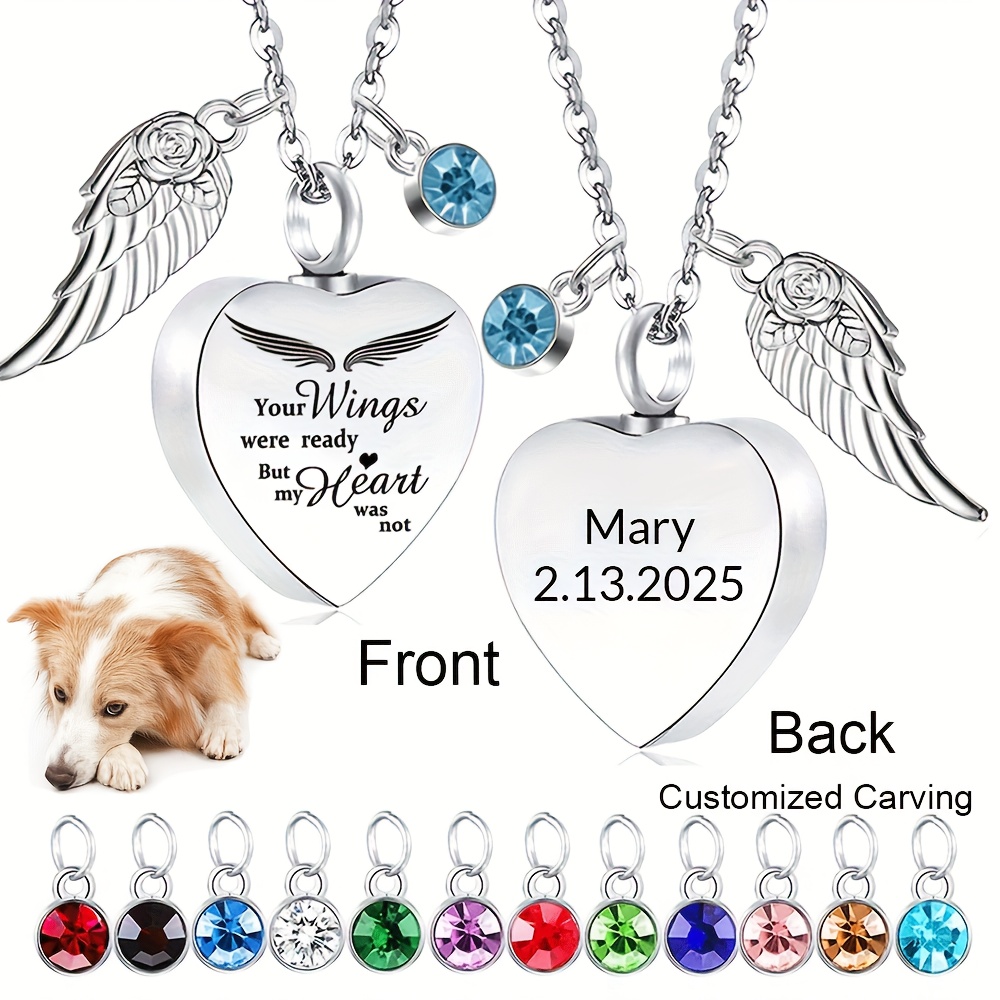 Personalized Heart Cremation Urn Necklace with Birthstone Options