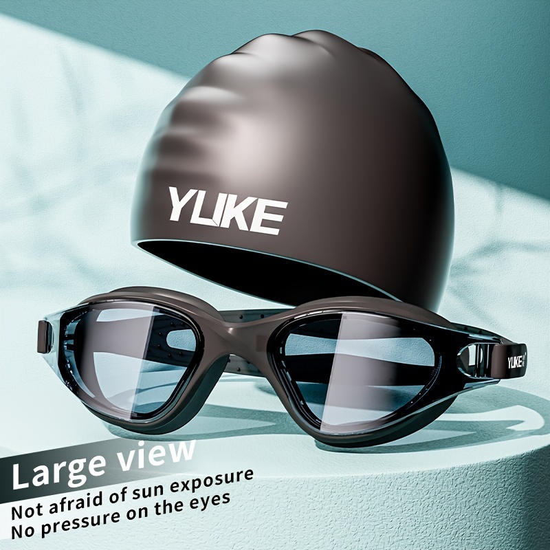 

Ylke Adult Swimming - High , Leakproof, Fit Silicone, Pc Material, Large Frame,, Waterproof Swim With Swim Cap Set For Men And Women, Age 14+ (1 Pack)