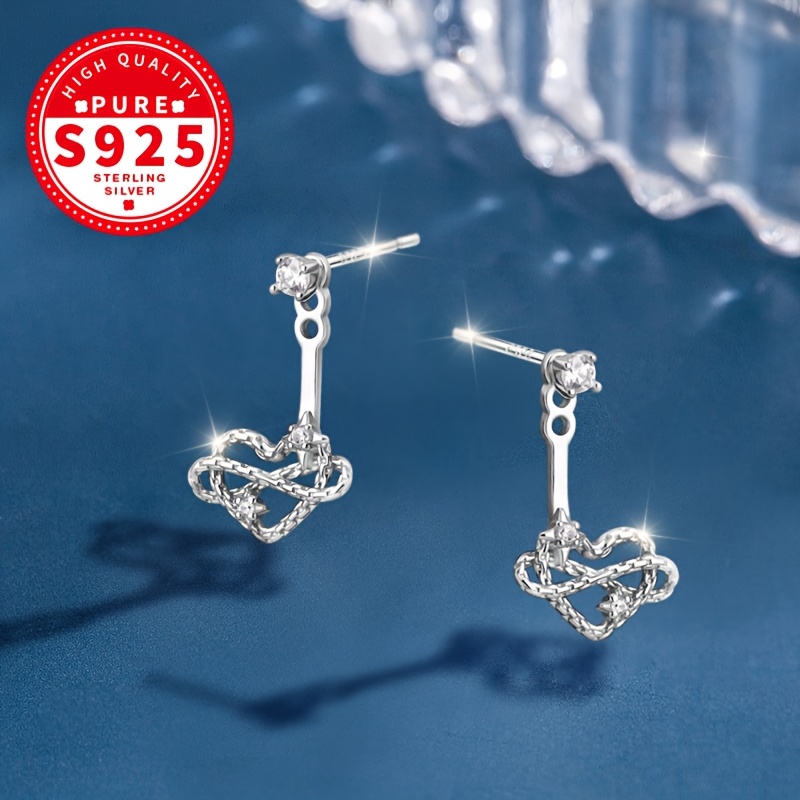 Women's S925 Silver Hollow Infinite Heart Post Earrings