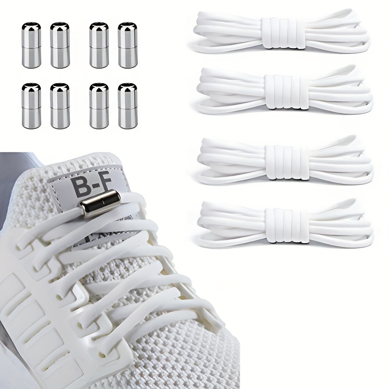 4 Pairs No Tie Elastic Shoe Laces - Shoelaces For Sneakers, Adults And Elderly, Fits All