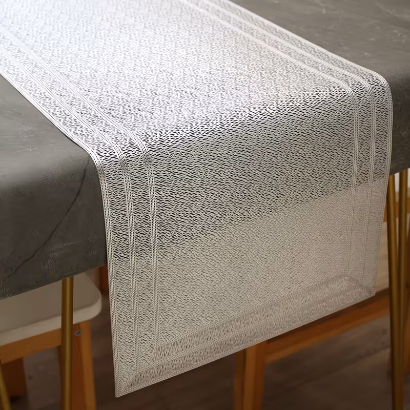 1pc greek fret pattern pvc golden stamping table runner easy and stylish table mat dining table center decoration non slip and heat insulation mat suitable for wedding parties festival celebrations picnic camping Product details 3