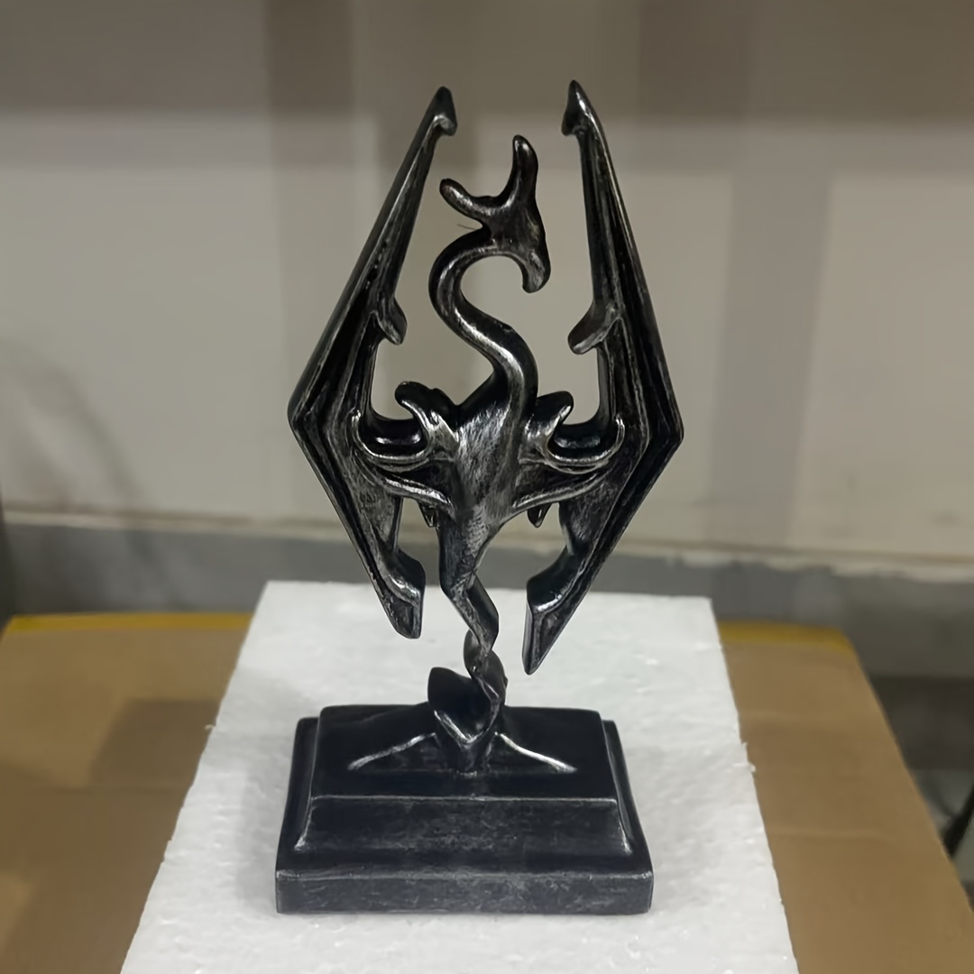 Image of 1pc Dragon Resin Statue - 17cm/6.69" Large Scale Collectible Figure With Iconic & Emblem, D&d Inspired /office Decor, Perfect Gift For (christmas/birthday/holidays) - Resin Sculpture For S