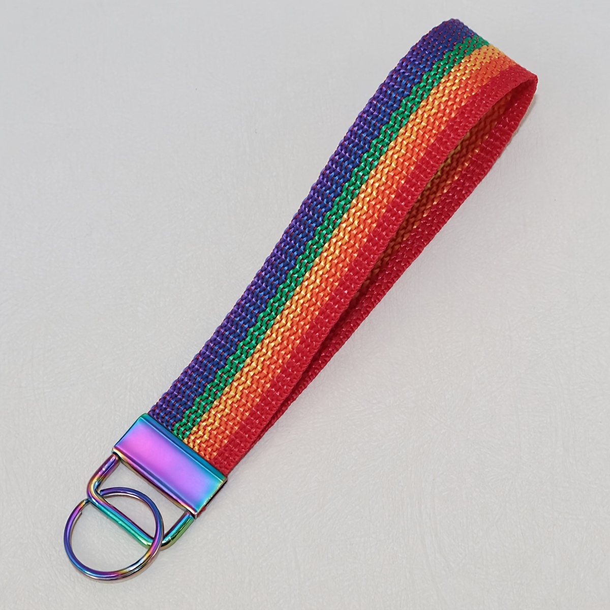 Image of Yiflin 1pc Cute Rainbow Wristband Keychain, Keyring, For Id Holder Lanyard, Wallet, Phone, Stylish Keychain Accessory, For Women, Wives, And Best