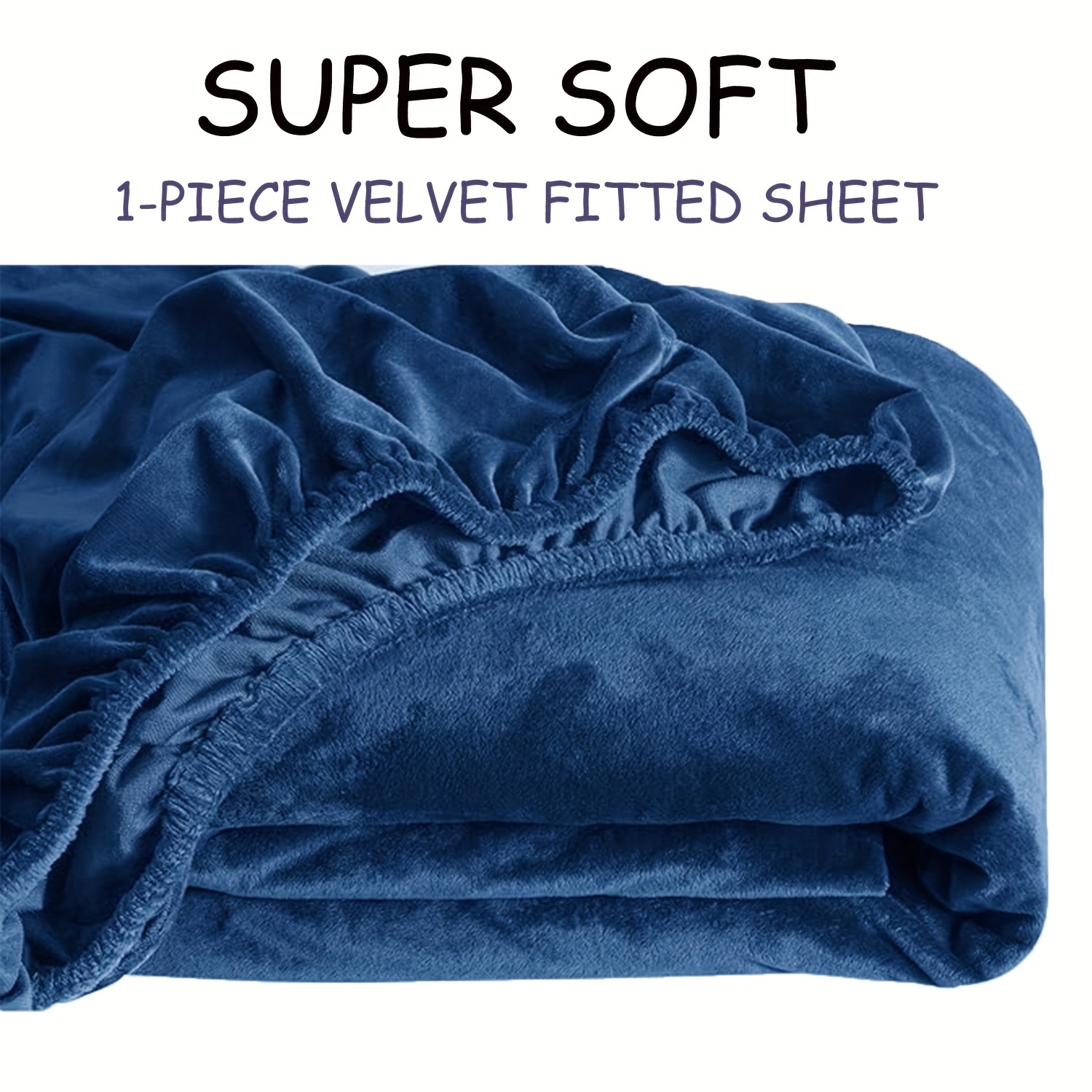 

1pc Luxurious Navy Fitted Sheet - Super Soft, 9" Deep Pocket, Warm Polyester Flannel, Machine Washable, Ideal Gift For Men And Women, Luxury Bedding|solid | Fabric