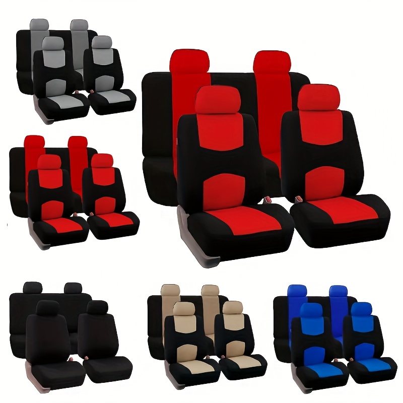 

Universal Seat Cover Set For 5 Seats - Fashionable Polyester Fabric Seat Protectors Suitable For Cars, Trucks, Suvs - Comfortable Easy-install Design, , Washable